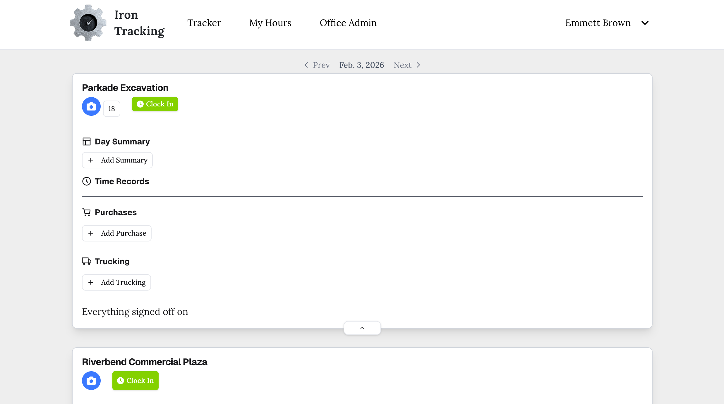 IronTracking workforce management platform dashboard